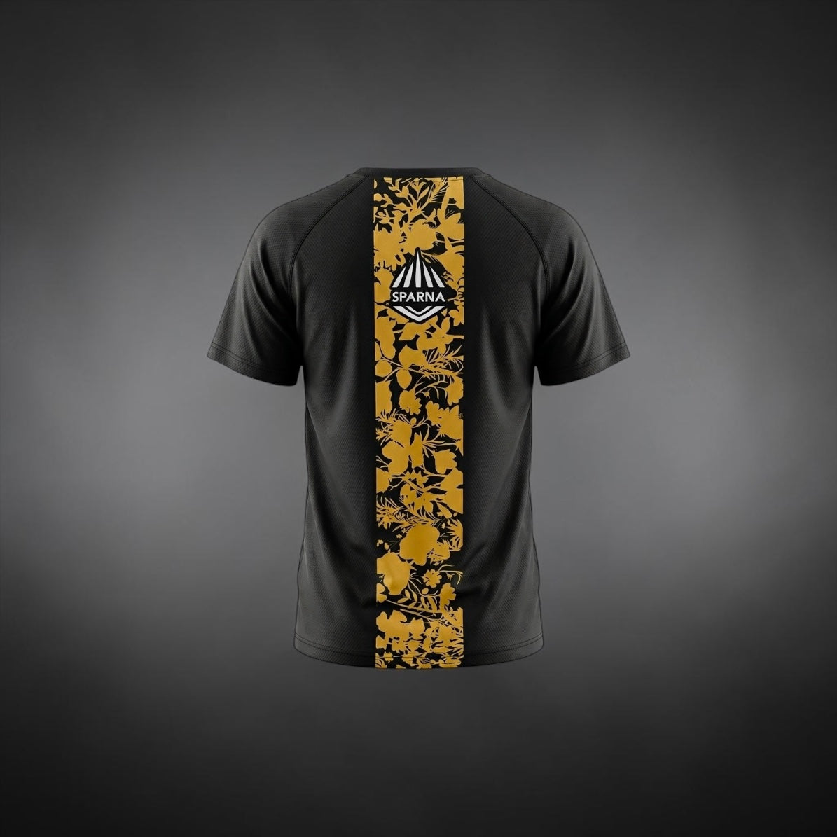 T-shirt manches courtes Fleurs Noir Doré