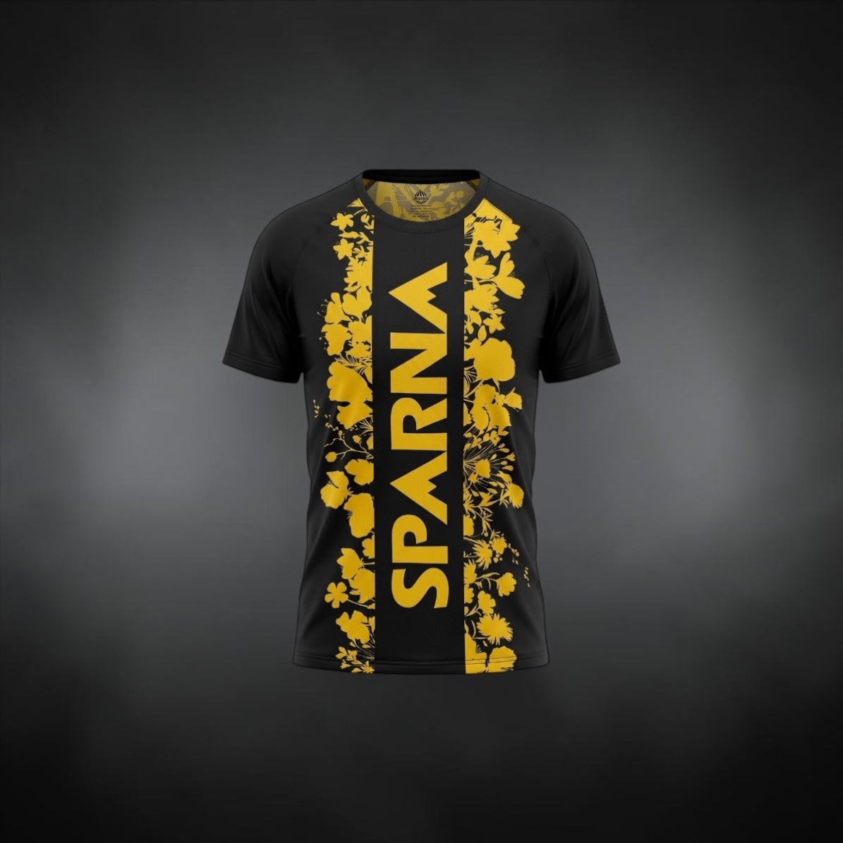 T-shirt manches courtes Fleurs Noir Doré